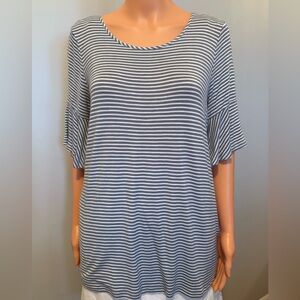 Jones New York Blue and White Striped Tee